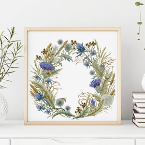 Vintage Floral Wreath Cross Stitch Pattern,ross stitch pattern floral wreath, beauriful flowers, embroidery hoop, wreath art,