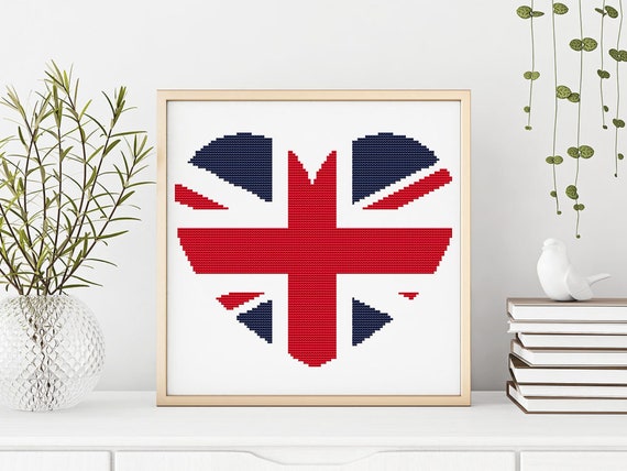 英国国旗ハートクロスステッチパターン、ユニオンジャック（PDF