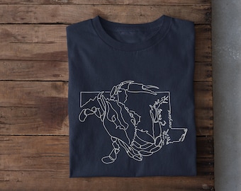 Maryland Blue Crab Tee | Maryland State T-shirt | Maryland Crab Shirt | Unisex Short Sleeve | Graphic Tshirt | Single Line Drawing