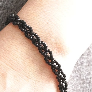 Svart spinellarmband, handgjort armband, lager-på-lager-armband, elegant armband, populärt armband, vintagearmband,