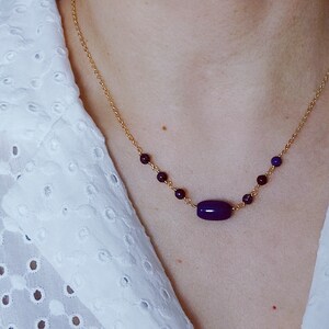 Minimalist lapis lazuli necklace，Blue bead necklace, 14kK gold filled chain , Gift for her