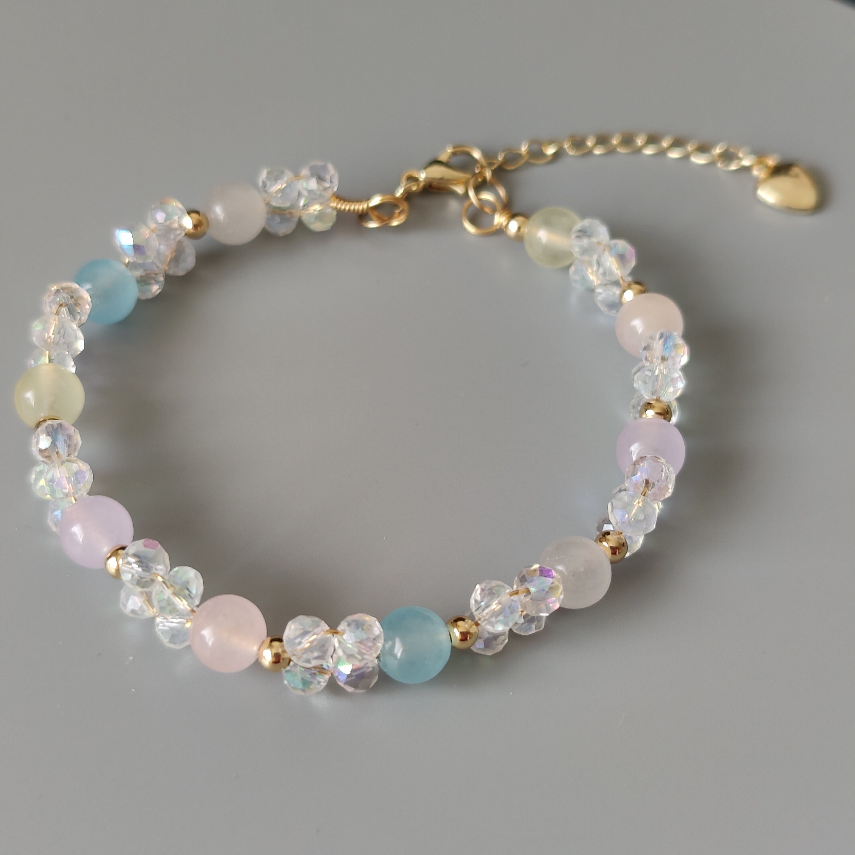 Morganite Beaded Braceletcrystal Healing Bracelet,austrian Crystal ...