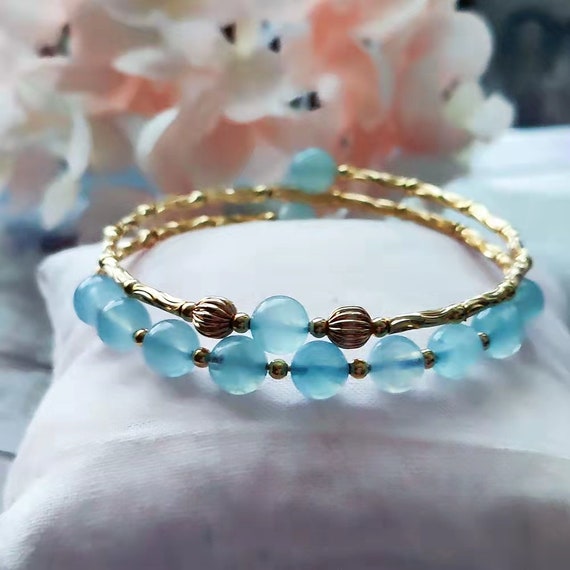 Amazon.com: Aquamarine bracelet, yoga bracelet, March birthstone : Handmade  Products