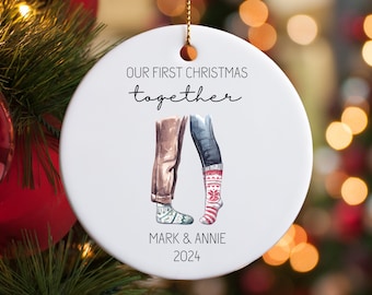 Our first Christmas together, Couples Ornament, Personalized Christmas Bauble, Gift for couple, Couples keepsake, Couples Christmas Socks