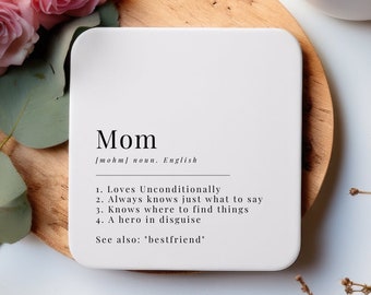 Mothers Day Gift, Custom Drink Coaster, Mama definition, Mom meaning, Gift for Mom, Coffee Lover, Mom fuel, Best tea,Super mom