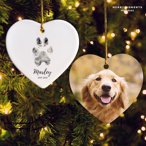 Ornement d'empreinte de patte, Cadeau en cas de perte d'un animal de compagnie, En souvenir, Mémorial pour chien, Pont arc-en-ciel, Souvenir de chat, Meilleur ami, Noël, Nom d'animal de compagnie, Sympathie