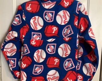 Sudadera polar de los Philadelphia Phillies hecha a mano, talla infantil 10-12. HECHA EN EE. UU.