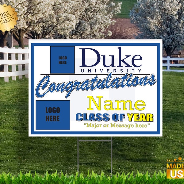 Duke University Graduation yard sign duke Blue Devils Yard Sign Duke Graduation Sign Indoor Outdoor Graduation Yard Sign