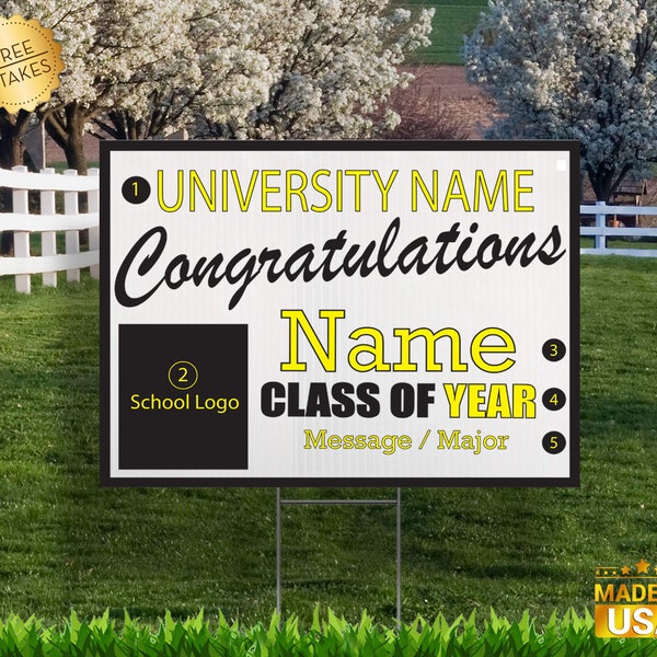 Graduation Sign ANY University School Grade or Year Custom Graduation Gift Sign College Graduation High School Graduation Custom Grad Sign