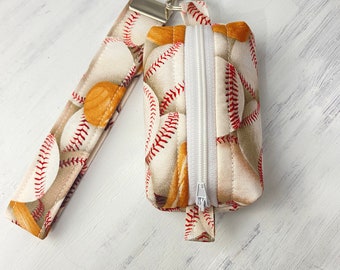 Pulsera de llavero de bolso boxy de béisbol, idea de regalo para amantes de los deportes, bolsa compacta de artículos esenciales, pulsera de béisbol