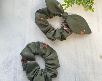 Mushroom Bow Scrunchie, Green Mushroom Bow Scrunchie, Top Knot Scrunchie, Bunny Ear Scrunchie, Scrunchie