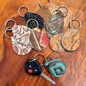 Embossed Leather Key Fob/Keychain