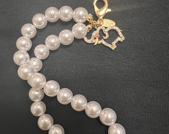 Pearl and Elephant Clip-on Keychain Bag Charm Lanyard
