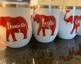 Personalized Elephant Wine Tumbler