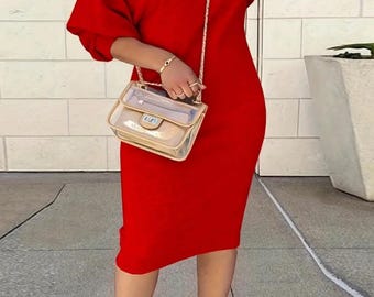 Red Delta Lightweight Sweatshirt Dress