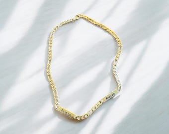Women’s Figaro Chain with Name  Bars