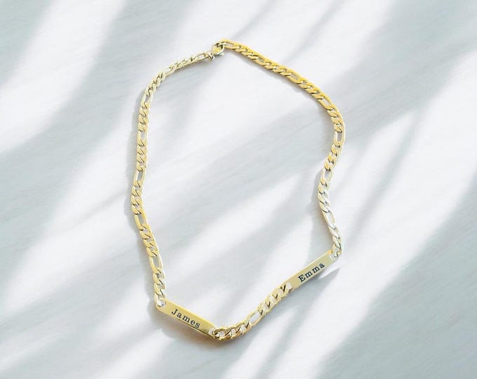 Women’s Figaro Chain with Name  Bars