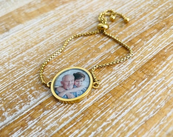 Gold plated photo Bracelet and Any Message on back side