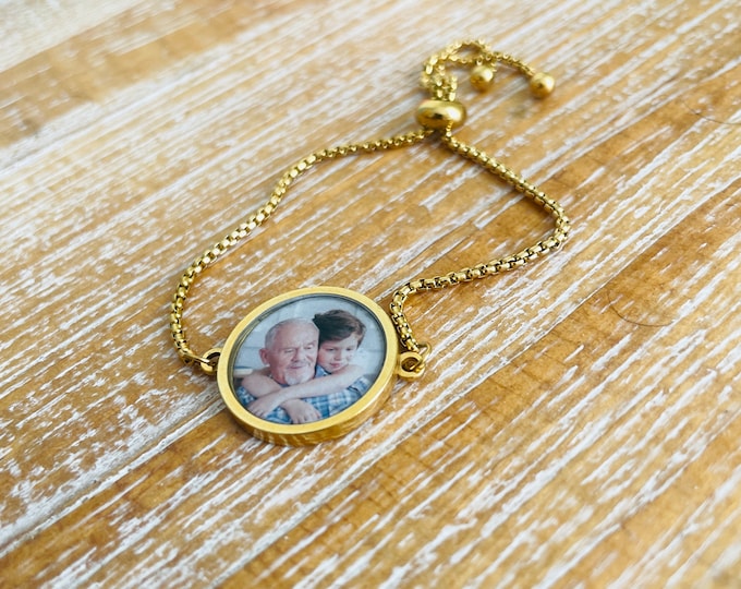 Gold plated photo Bracelet and Any Message on back side