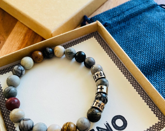 Women Personalized Engraved Bracelet with Names -Mother's Day ,Family Kids Names Bracelet -FamilyBracelet ,Birthday Gift,Mother's day gift.