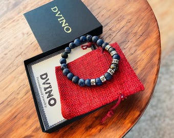 Personalized Engraved Men Sodalite Frosted Stone Bracelet with Names - Kids Names - Family Name Bracelet, valentines, Birthday Gift,