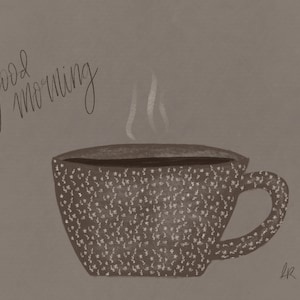 Koffie kunstprint | Handgetekende digitale kunst | Koffiebar Art