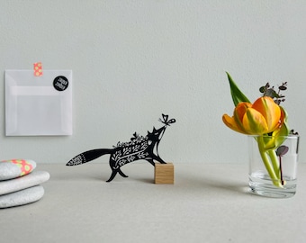 Paper cut "Fox in wildflower meadow" // Envelope