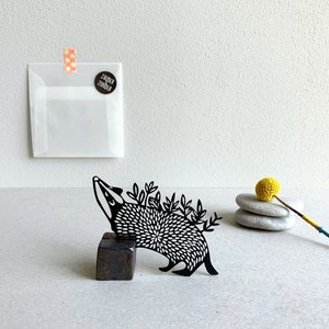 Paper cut "Badger" // Transparent envelope