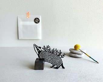 Paper cut "Badger" // Transparent envelope