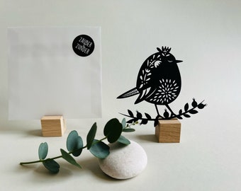 Paper cut "Wren" // Envelope