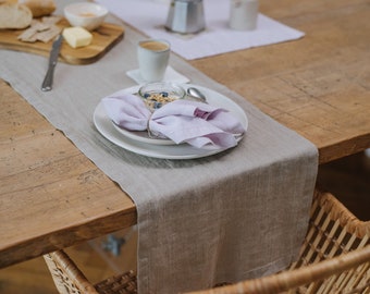 Autumn Decor Fall Table Runner Boho. Scandinavian Style Table Decor - Natural Linen Table Runner. Rustic Table Runner. Vintage Decor.
