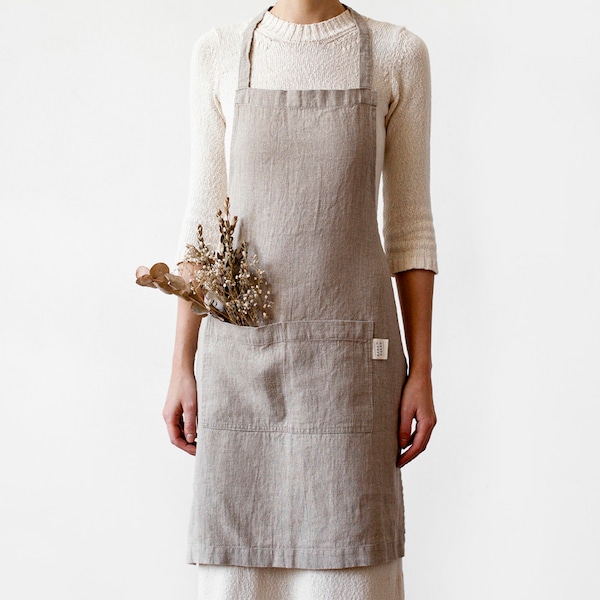 Natural Linen Aprons for Women. Handmade Apron for Men. Washed linen apron. Linen aprons for women.