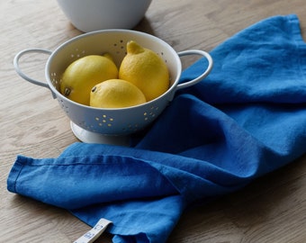 French Blue Washed Linen Tea Towel.  Linen dish towel. Soft linen towel. Natural linen dish towel.