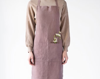 Ashes of Roses  Linen Apron for Women. Holiday Apron for Men. Linen cooking aprons. Craft Apron.