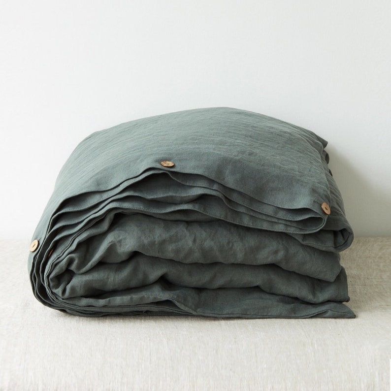 Stonewashed Linen Duvet Cover in Green. Linen Duvet Cover Etsy