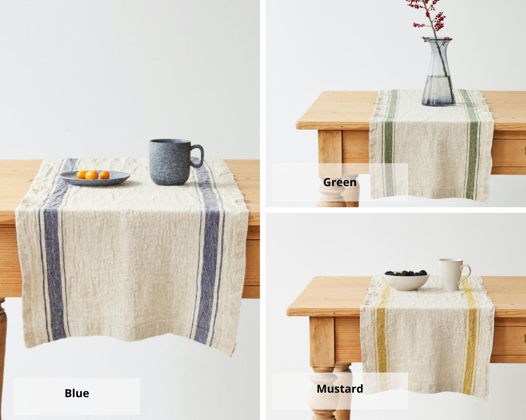 Vintage Linen Table Runner. Linen Table Runner With Stipes. Etsy