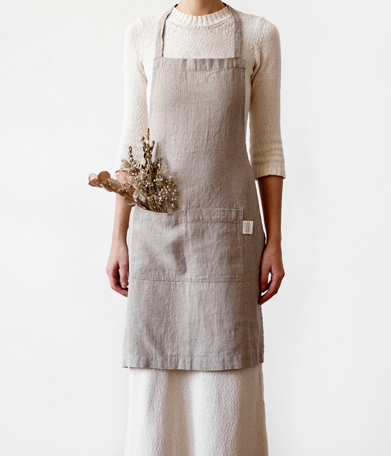 Natural Linen Apron with Pockets Kitchen Apron Garden Etsy