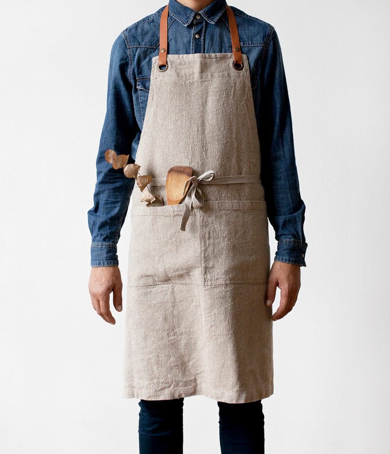 Unisex Linen Apron with Pockets. Chef Apron for Men. Holiday Etsy