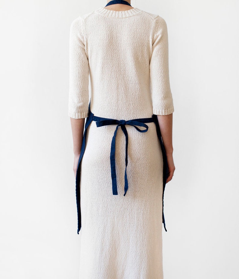 Work Colleague Gift Christmas Apron. Navy Linen Apron for Women Holiday Apron for Men