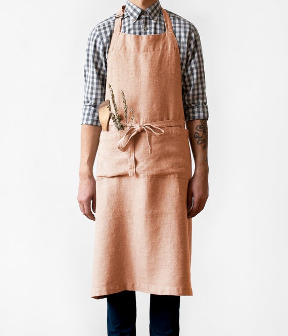 Cafe Creme Linen Chef Apron. Natural Linen Apron. Holiday Etsy