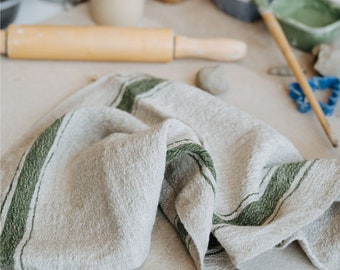 Vintage Linen Green Dish Cloth. Linen Tea Towel. Linen Dish Cloth. Natural linen dishclothes. Green tea towels.