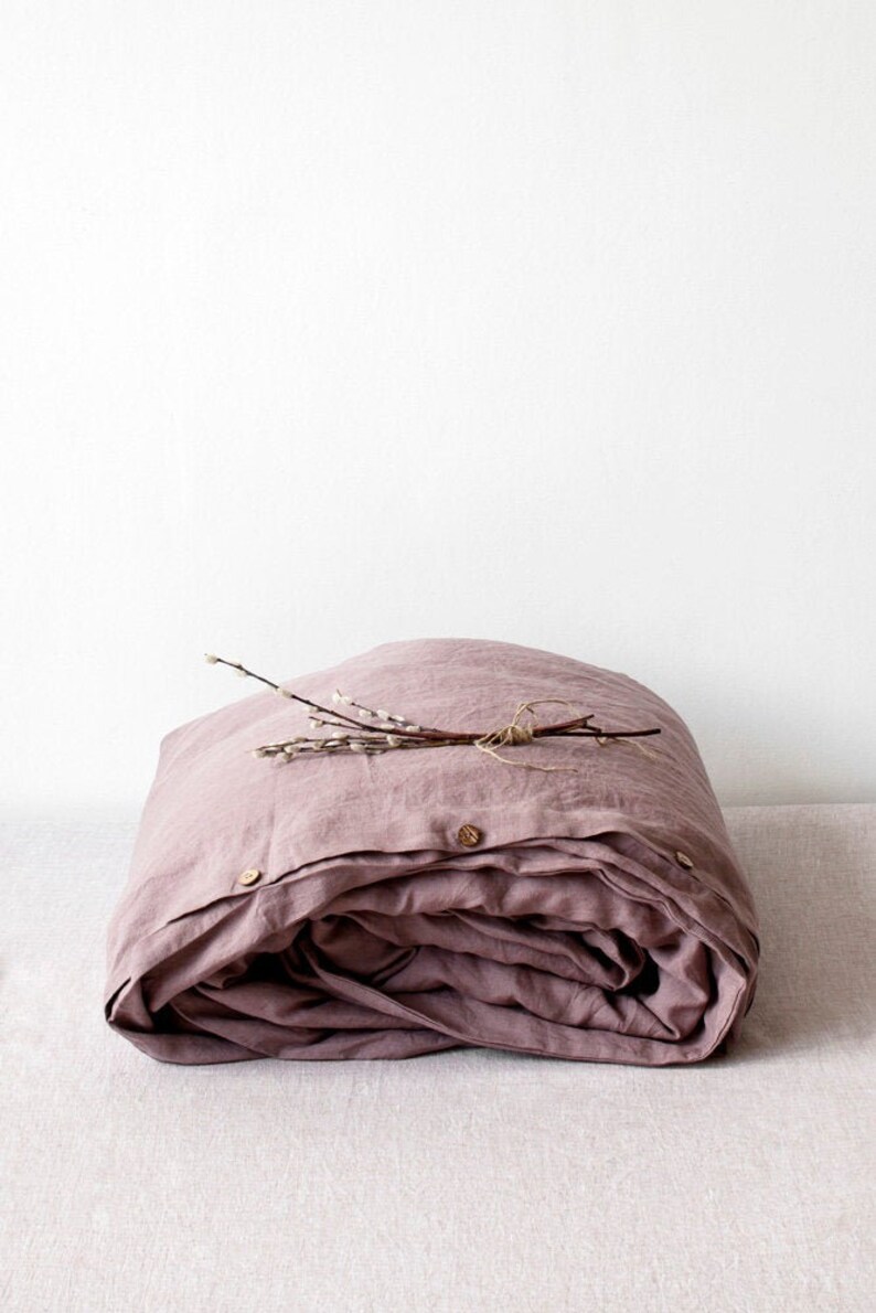 Romantic linen duvet cover in Rose. Queen size duvet cover. Etsy
