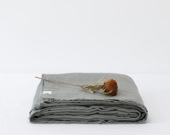 Linen sheets in Khaki softened linen. Natural linen fabric bed sheets. King size Flat sheet. Green linen sheet.