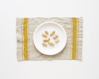 Mustard Stripe Vintage Linen Placemats. Fall Table Decor Placemats. Soft linen table placemat. Coffee placemat.