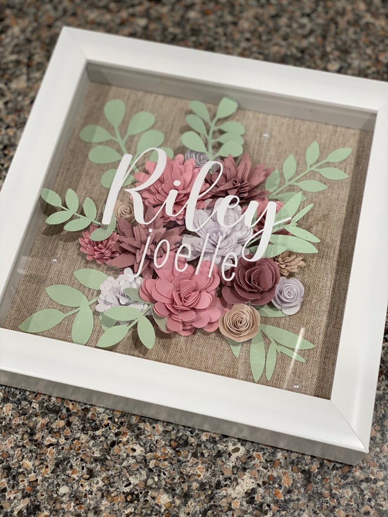 Floral Shadow Box Custom Shadow Box Personalized Shadow Etsy