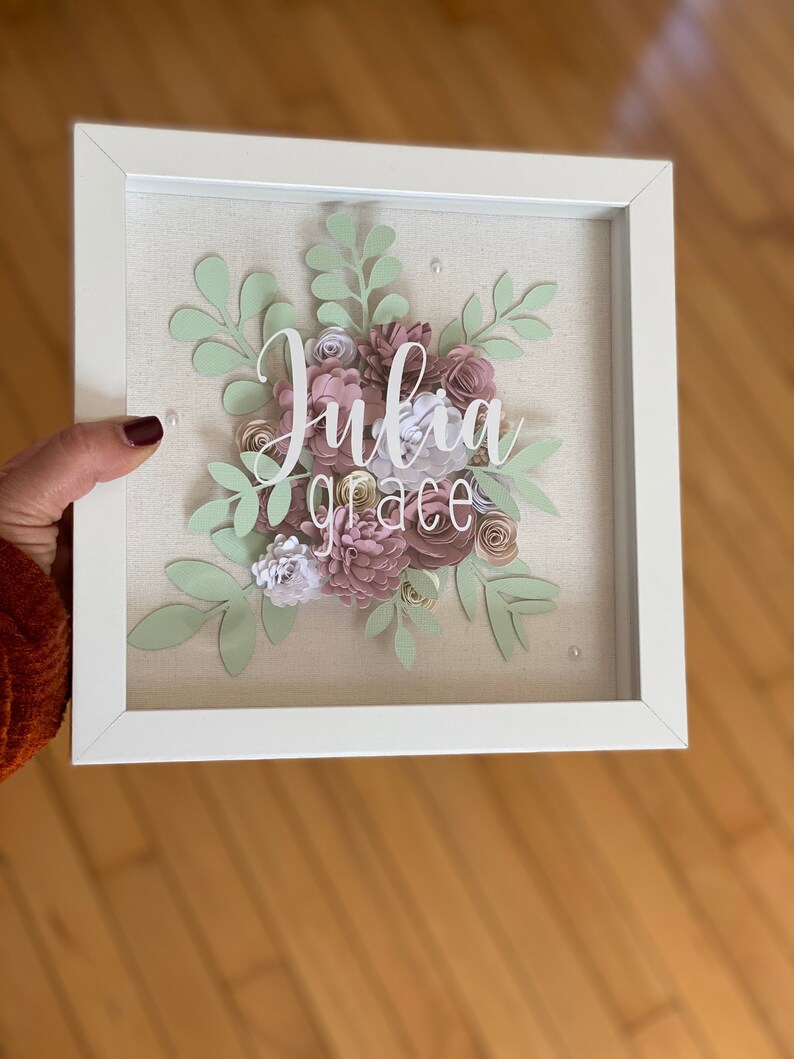 Floral Shadow Box Custom Shadow Box Personalized Shadow Etsy