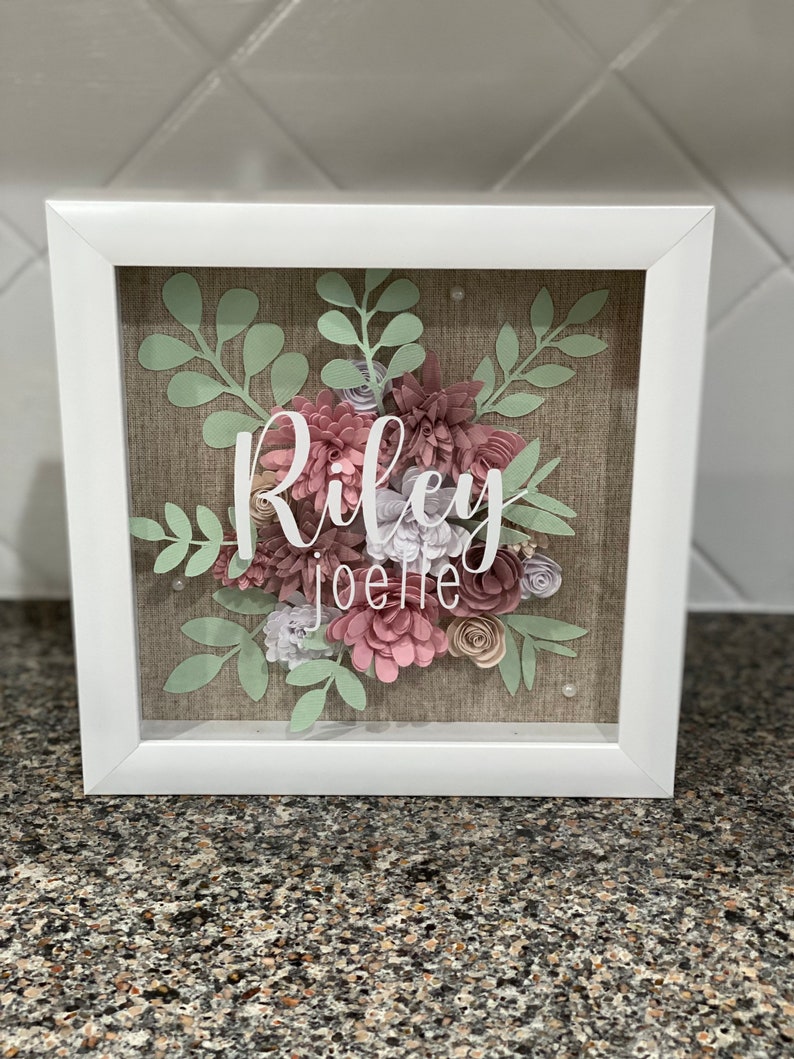 Floral Shadow Box Custom Shadow Box Personalized Shadow Etsy