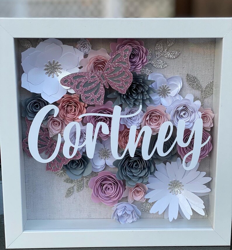 Floral Shadow Box Custom Shadow Box Personalized Shadow Etsy