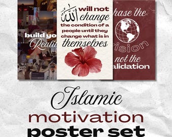 Islamic Manifestation Poster Set | Motivational Quran Wall Art | Dua, Mindset, Vision, Law of Attraction | Aesthetic Room Decor