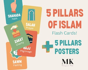 Five Pillars of Islam Flash Cards + 5 posters | Islamic Educational Printables for Kids | Ramadan, Eid, and Homeschool Resource